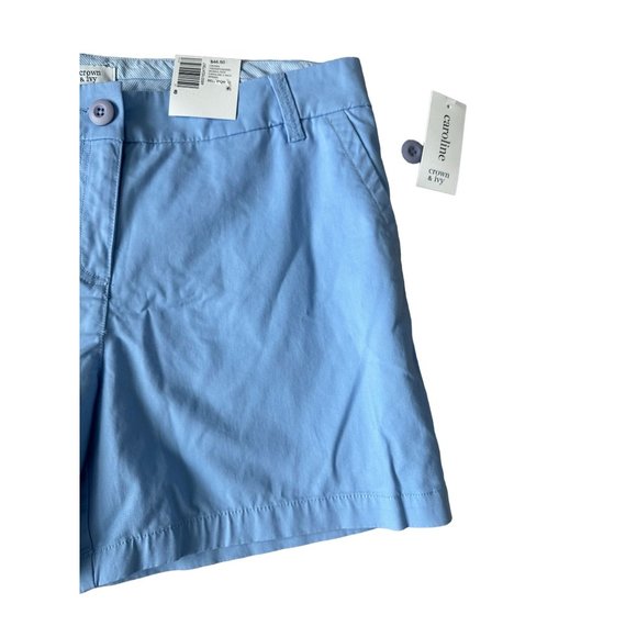 CROWN & IVY Caroline Blue Cotton Blend Shorts Size 8 NEW - Picture 5 of 7